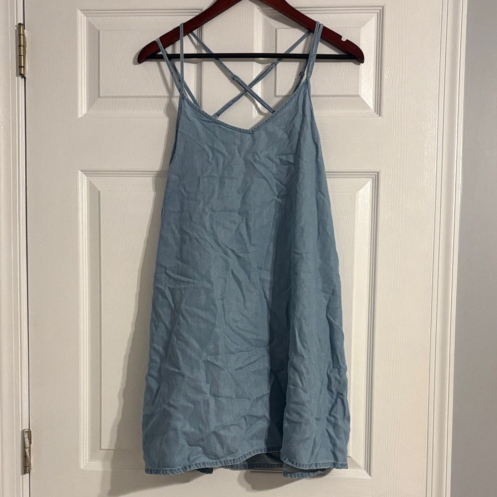 RVCA Light Blue “Denim” Strappy Mini Dress